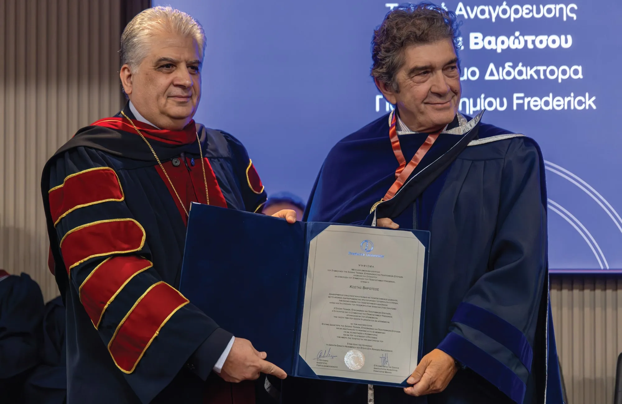 Ο γλύπτης Κώστας Βαρώτσος Επίτιμος Διδάκτορας του Πανεπιστημίου Frederick