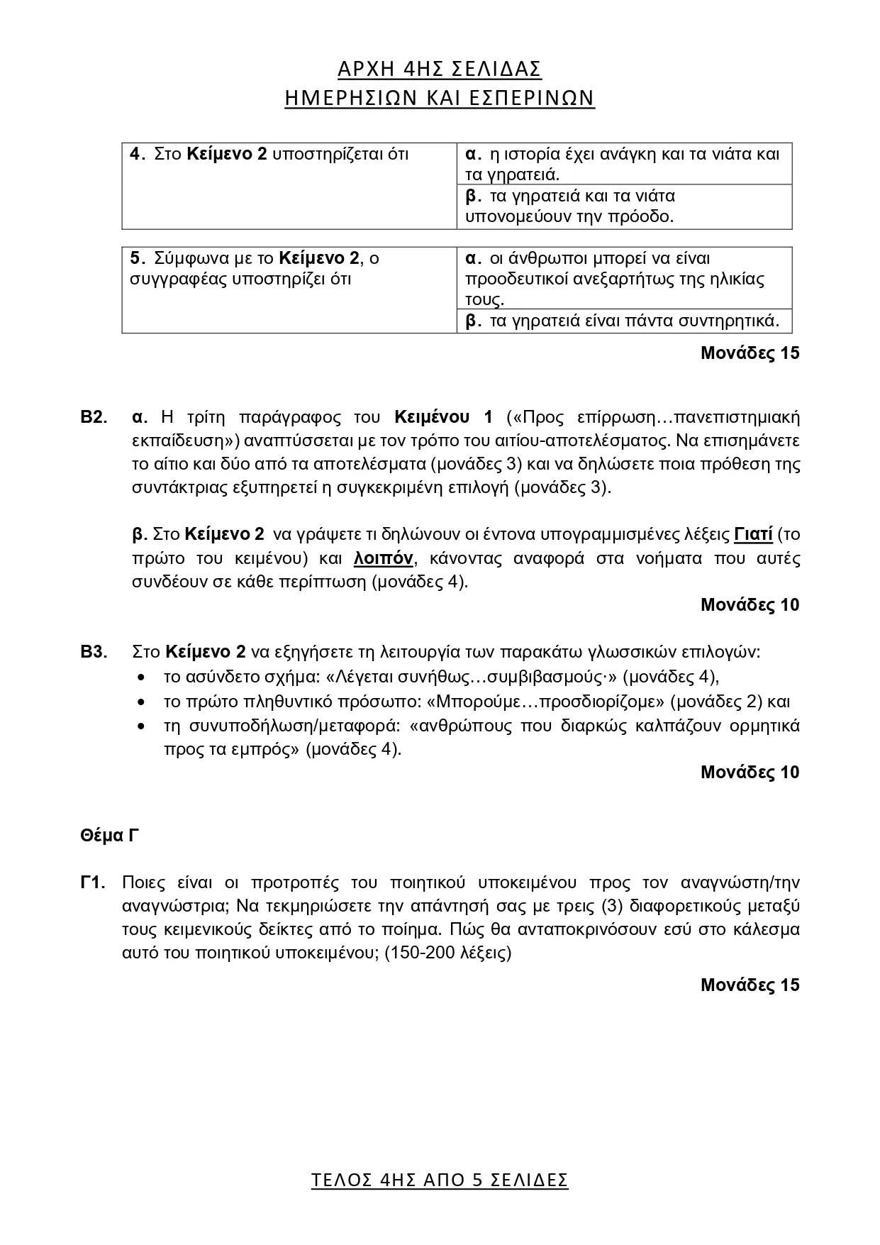 Θέμα ΕΚΘΕΣΗΣ 2026 ΠΑΝΕΛΛΗΝΙΕΣ
